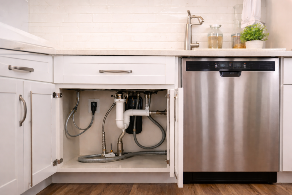 Professionally installed home appliance connected safely to plumbing and electrical systems in a Florida home